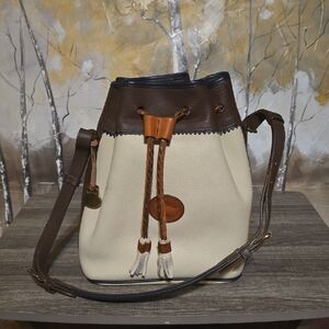 Vintage Dooney Bourke Elegant Brown and Cream Women's Bag